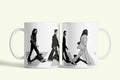 Beatles bögre fehér, Abbey Road sziluettekkel, fehér kerámia, egyedi nyomtatott mintával