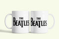 Beatles bögre fehér, fekete logóval, fehér kerámia, egyedi nyomtatott mintával
