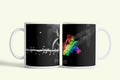 Pink Floyd Dark Side of the Moon bögre szivárványos csóvával, fehér kerámia, egyedi nyomtatott mintával