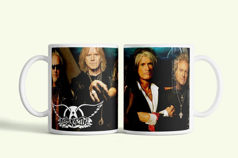 Aerosmith bögre koncertfotóval, fehér kerámia, egyedi nyomtatott mintával