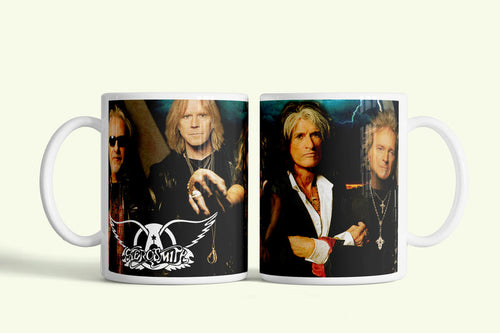 Aerosmith bögre koncertfotóval, fehér kerámia, egyedi nyomtatott mintával