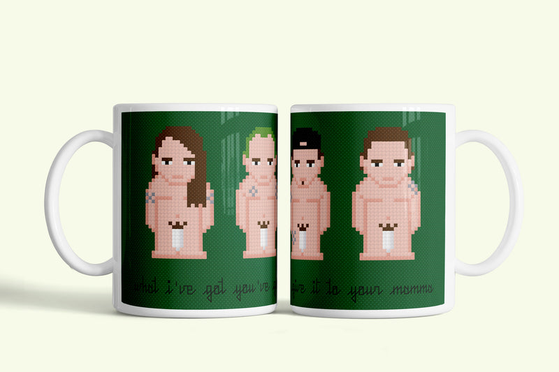 Red Hot Chili Peppers pixel bögre, fehér kerámia, egyedi nyomtatott mintával