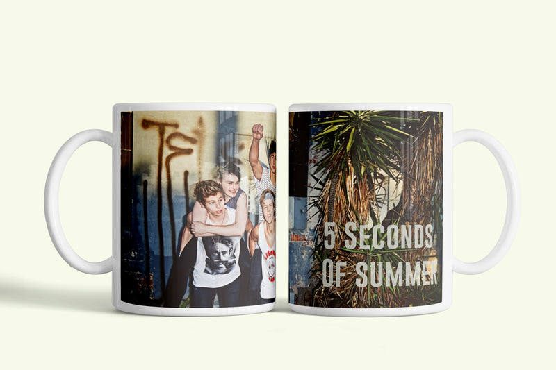 5 Seconds of Summer bögre pálmás háttérrel, fehér kerámia, egyedi nyomtatott mintával