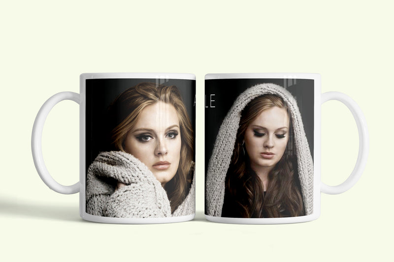 Adele bögre, fehér kerámia, egyedi nyomtatott mintával