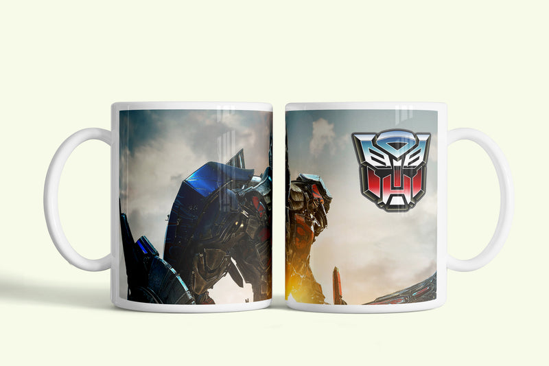 Transformers 4 - Optimus Prime bögre, fehér kerámia, egyedi nyomtatott mintával