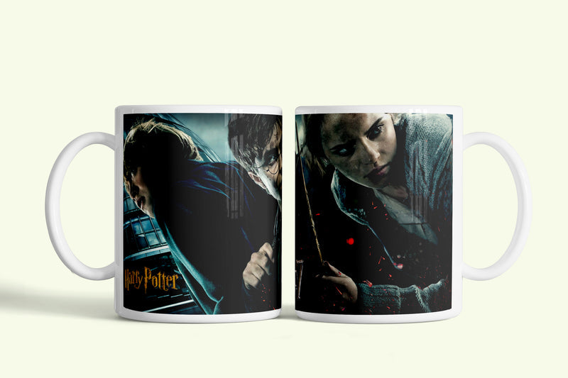 Harry Potter bögre Harryvel és Hermionéval, fehér kerámia, egyedi nyomtatott mintával