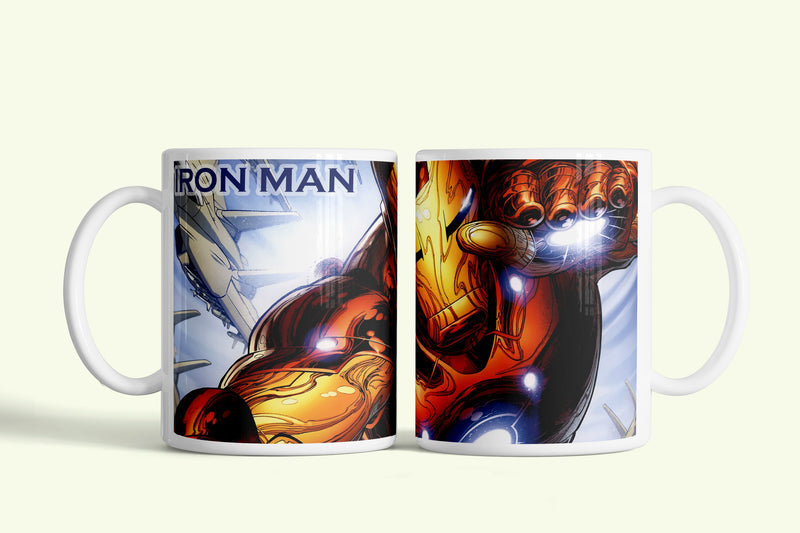 Iron Man - Vasember bögre képregényes rajzzal, fehér kerámia, egyedi nyomtatott mintával