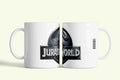 Jurassic World bögre fehér, logóval, fehér kerámia, egyedi nyomtatott mintával