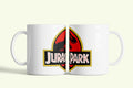 Jurassic Park bögre fehér, klasszikus logóval, fehér kerámia, egyedi nyomtatott mintával