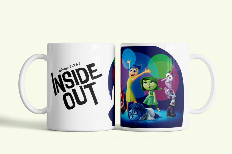 Agymanók bögre Inside Out logóval, fehér kerámia, egyedi nyomtatott mintával
