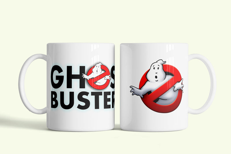 Szellemirtók bögre fehér, no-ghost logóval, fehér kerámia, egyedi nyomtatott mintával