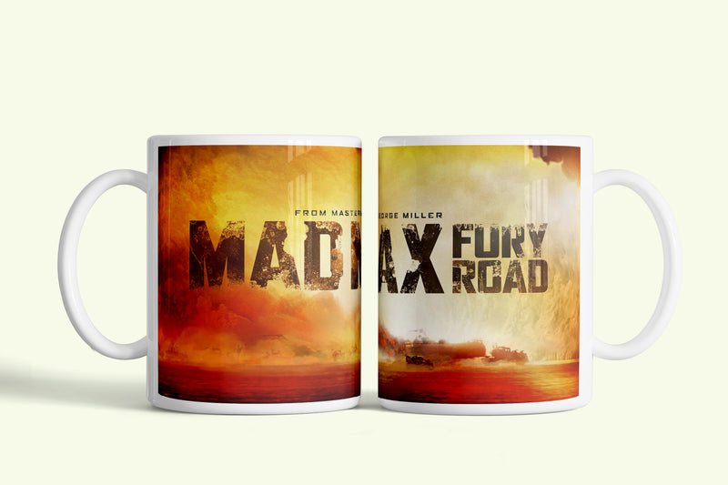 Mad max bögre narancs Fury Road plakáttal, fehér kerámia, egyedi nyomtatott mintával