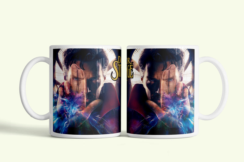 Doctor Strange bögre lila varázslatos portréval, fehér kerámia, egyedi nyomtatott mintával