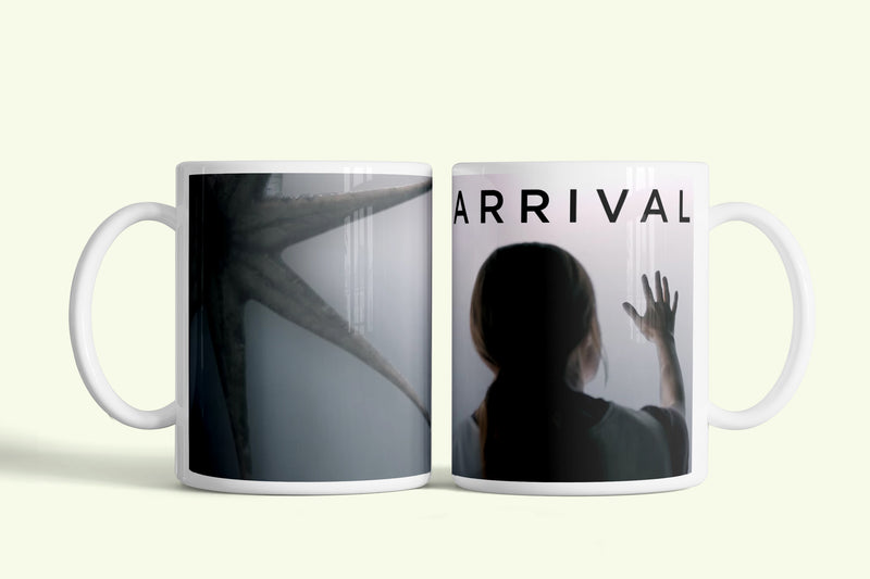 Érkezés - Arrival bögre, fehér kerámia, egyedi nyomtatott mintával