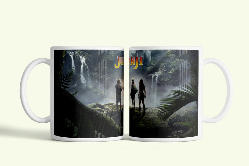 Jumanji - Vár a dzsungel bögre vízeséses dzsungellel, fehér kerámia, egyedi nyomtatott mintával
