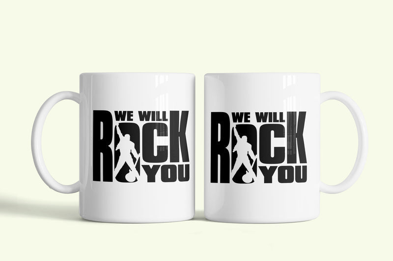 We Will Rock You Queen bögre, fehér kerámia, egyedi nyomtatott mintával
