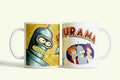 Futurama bögre, fehér kerámia, egyedi nyomtatott mintával
