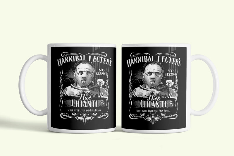 Hannibal Lecter bögre, fehér kerámia, egyedi nyomtatott mintával