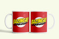 Agymenők - Big Bang Theory - Bazinga! bögre piros, fehér kerámia, egyedi nyomtatott mintával