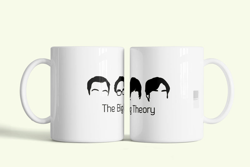 Agymenők - Big Bang Theory bögre minimalista fejekkel, fehér kerámia, egyedi nyomtatott mintával