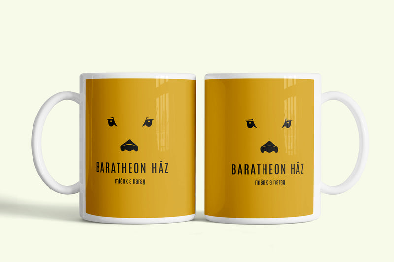 Baratheon ház bögre, fehér kerámia, egyedi nyomtatott mintával