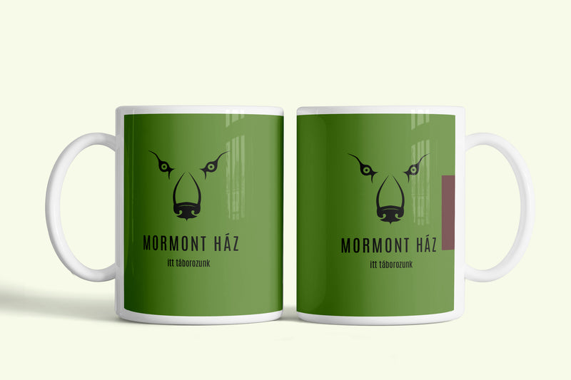 Mormont ház bögre, fehér kerámia, egyedi nyomtatott mintával