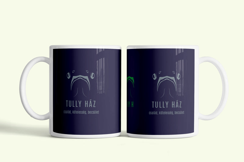 Tully ház bögre, fehér kerámia, egyedi nyomtatott mintával