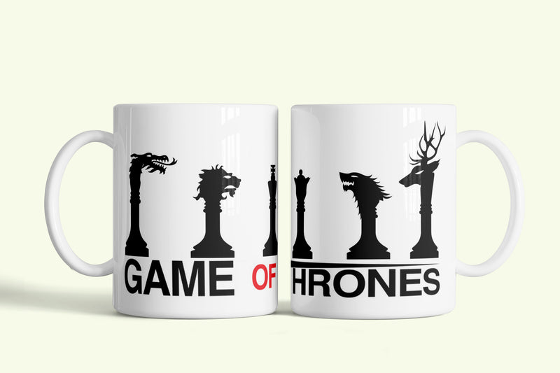 Game of Thrones sakfigurás bögre, fehér kerámia, egyedi nyomtatott mintával