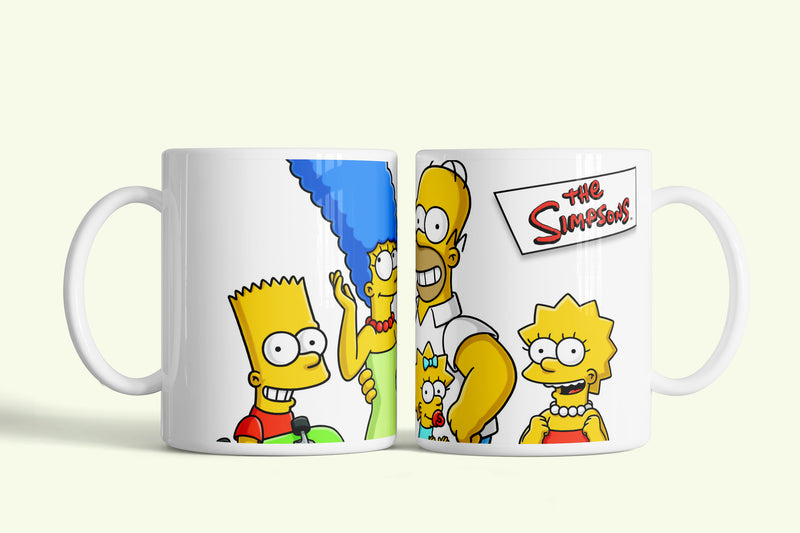 Simpsons bögre a család tagjaival, fehér kerámia, egyedi nyomtatott mintával