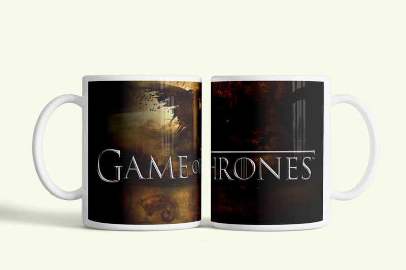 Trónok Harca bögre fekete, „Game of Thrones” felirattal, fehér kerámia, egyedi nyomtatott mintával