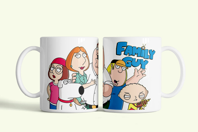 Family Guy bögre Lois-szal, Peterrel és Stewie-vel, fehér kerámia, egyedi nyomtatott mintával