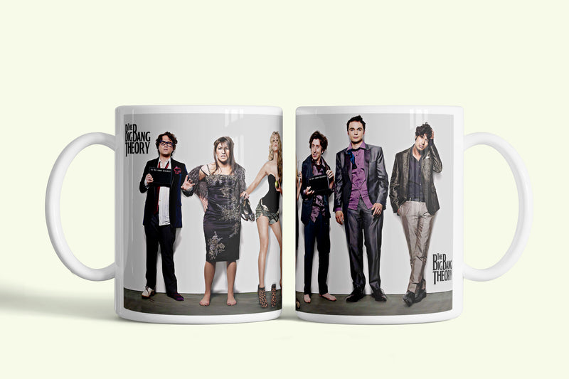 Agymenők - Big Bang Theory bögre elegáns csoportképpel, fehér kerámia, egyedi nyomtatott mintával