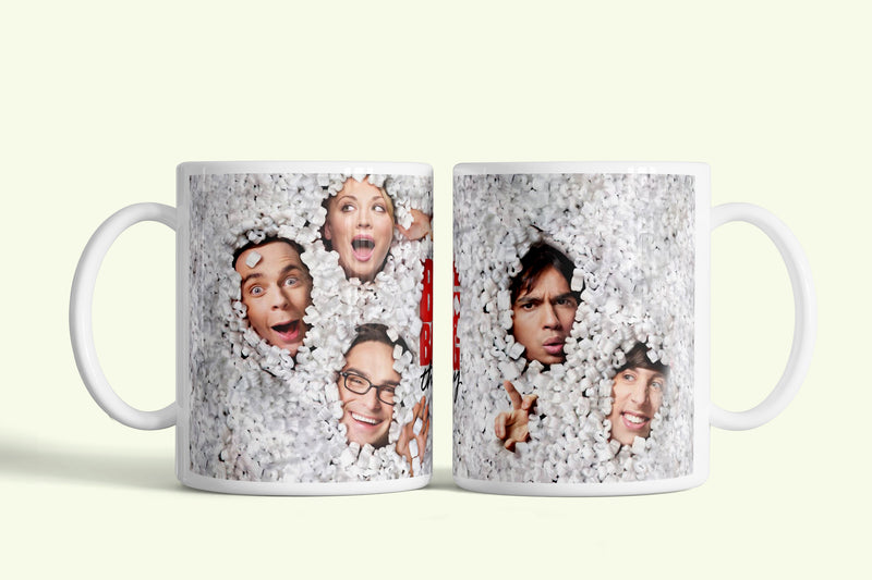 Agymenők - Big Bang Theory bögre arcokkal a habban, fehér kerámia, egyedi nyomtatott mintával