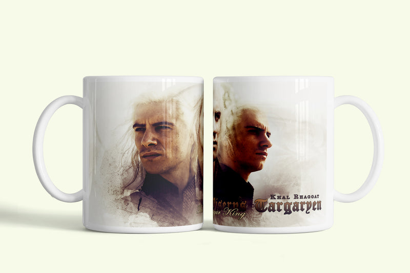 Game of Thrones Viserys Targaryen bögre fehér portréval, fehér kerámia, egyedi nyomtatott mintával