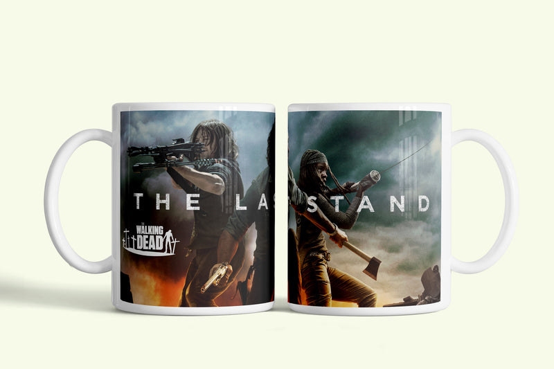 Walking Dead bögre „The Last Stand” Michonne-nal, fehér kerámia, egyedi nyomtatott mintával