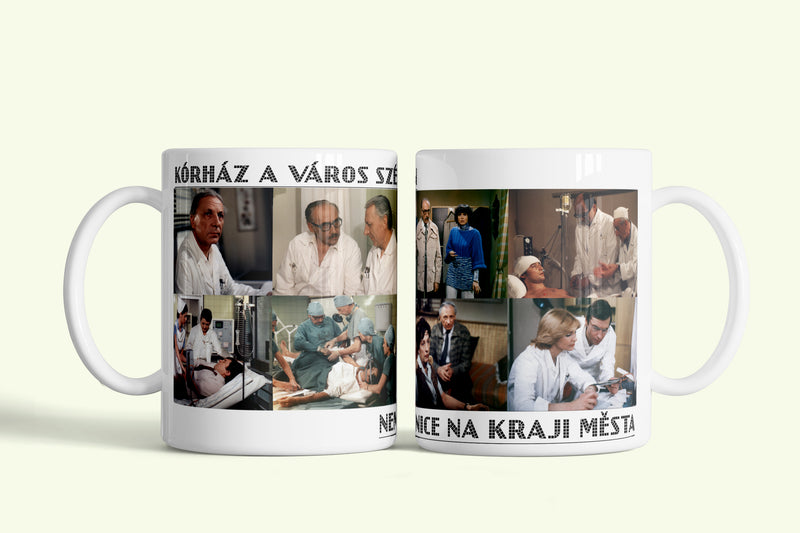Kórház a város szélén bögre, fehér kerámia, egyedi nyomtatott mintával