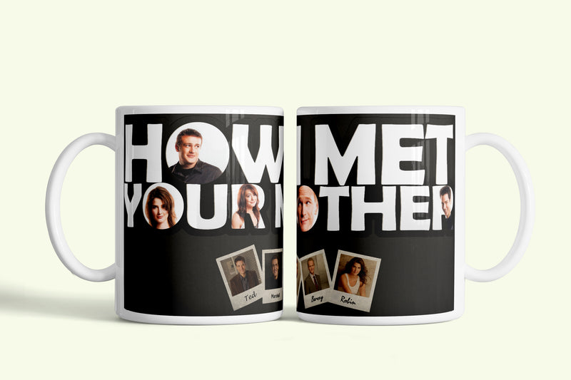 Így jártam anyátokkal bögre fekete, „How I Met Your Mother”, fehér kerámia, egyedi nyomtatott mintával