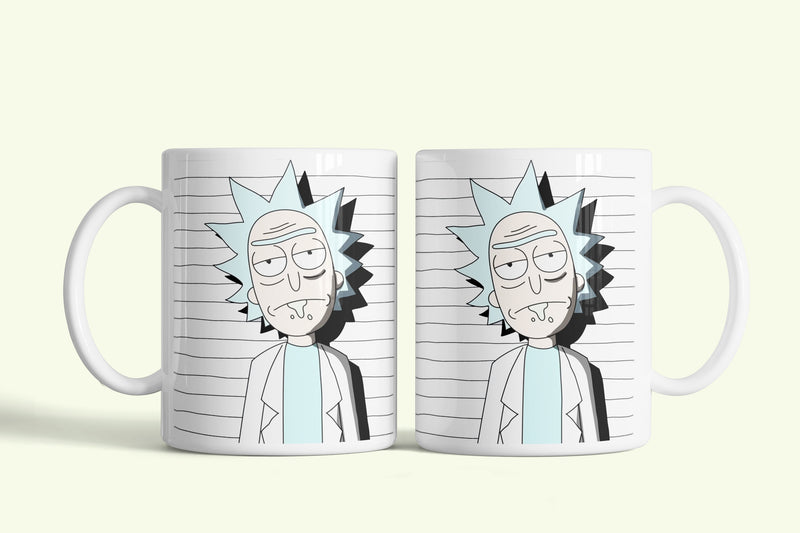 Rick and Morty bögre fehér, Rick portréval, fehér kerámia, egyedi nyomtatott mintával