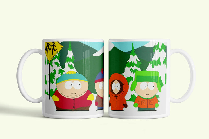 South Park bögre, fehér kerámia, egyedi nyomtatott mintával