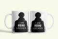 Sherlock bögre „I am Sherlocked” sziluettel, fehér kerámia, egyedi nyomtatott mintával