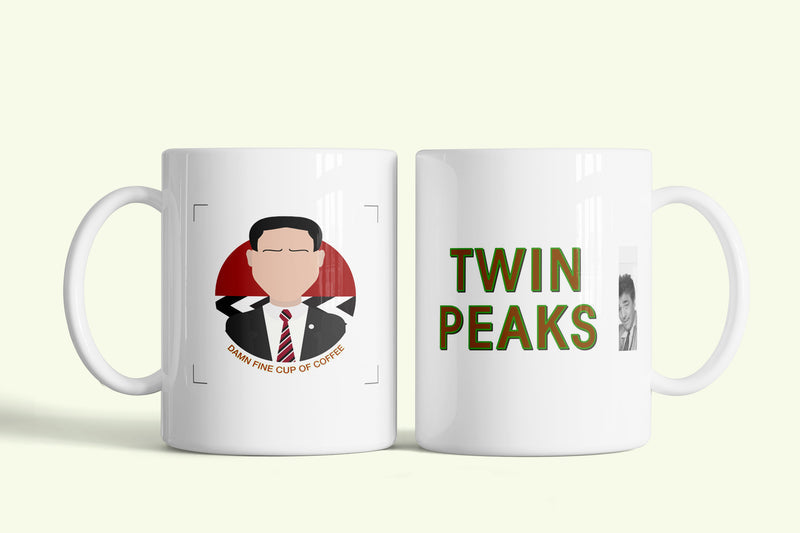Twin Peaks, Cooper ügynök bögre, fehér kerámia, egyedi nyomtatott mintával