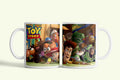 Toy Story bögre Woodyval, Buzzal és Rexszel, fehér kerámia, egyedi nyomtatott mintával
