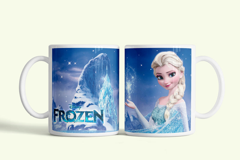Jégvarázs - Frozen bögre Elsával és jégpalotával, fehér kerámia, egyedi nyomtatott mintával