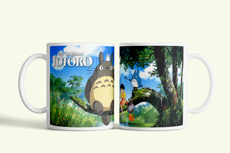 Anime - Totoro bögre zöld erdős plakáttal, fehér kerámia, egyedi nyomtatott mintával