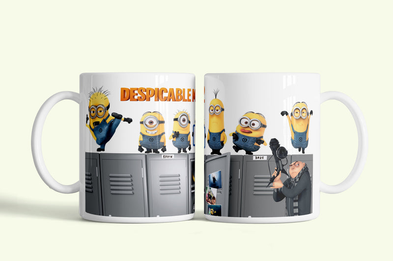 Gru - Minyonok bögre Despicable Me öltözős jelenettel, fehér kerámia, egyedi nyomtatott mintával