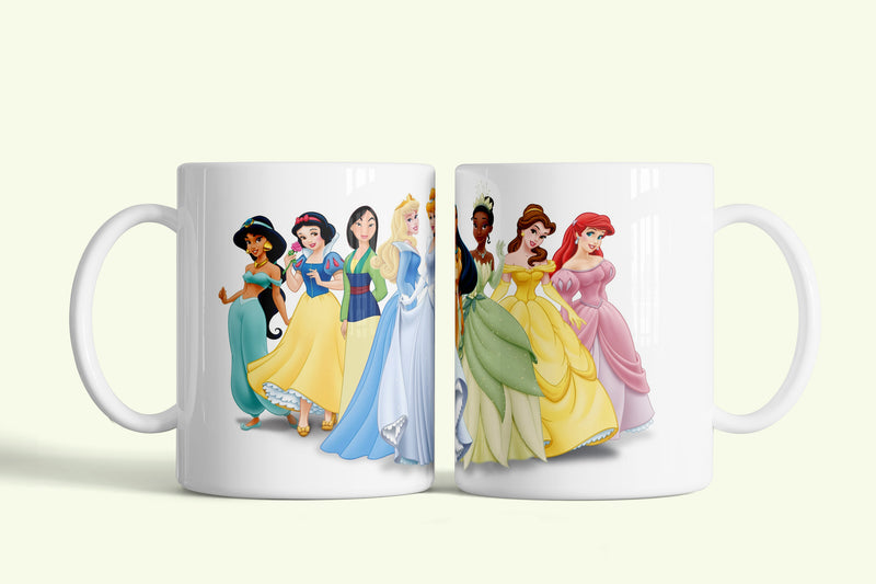Disney hercegnők bögre, fehér kerámia, egyedi nyomtatott mintával