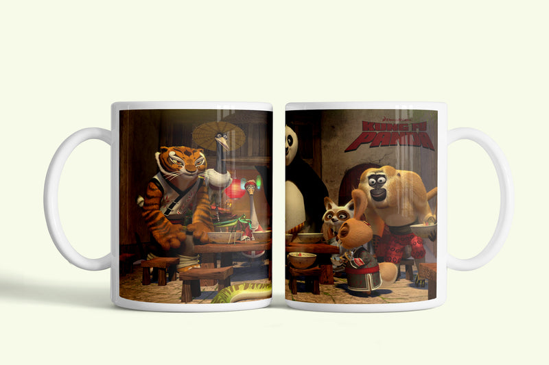 Kung Fu Panda bögre Pói és az öt harcos asztalnál, fehér kerámia, egyedi nyomtatott mintával