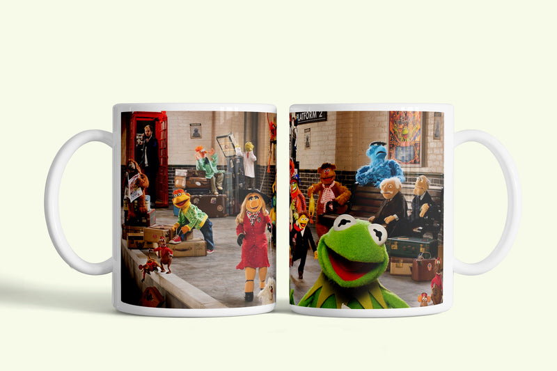 Muppet show bögre utcai csoportjelenettel, fehér kerámia, egyedi nyomtatott mintával
