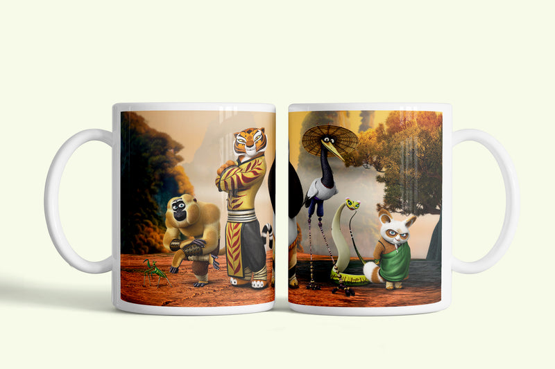 Kung Fu Panda bögre Shifu mesterrel, fehér kerámia, egyedi nyomtatott mintával