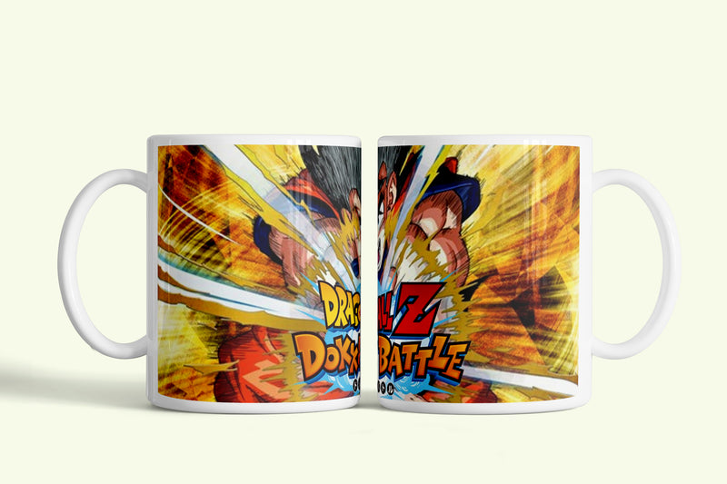 Dragonball bögre Dokkan Battle akcióval, fehér kerámia, egyedi nyomtatott mintával